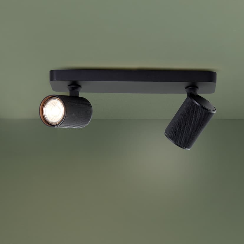 Spotbalken Leonardo 1 Schwarz, 105W, 12,1 x 31 cm, Metall Spotleuchte