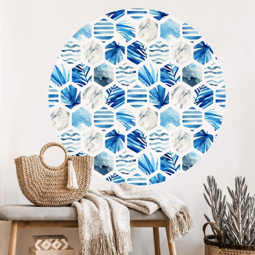 Wallsticker Akvarell - Vågor - Rund