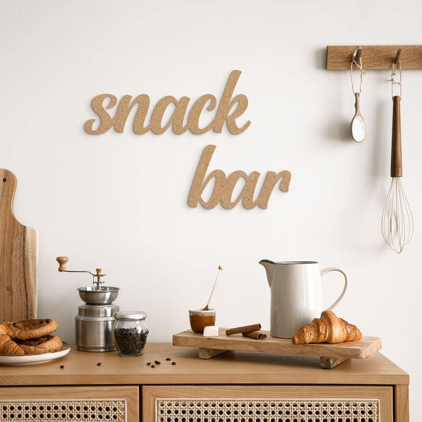 3D-bokstäver för köket - Snack Bar - MDF natur