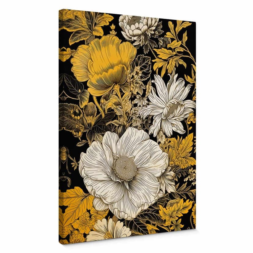 Blommor Canvastavla - Blomsterprakt i ockra - Jaszke