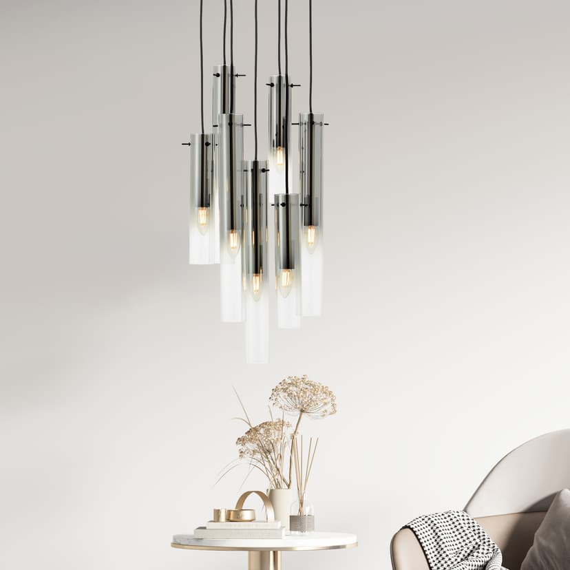 Pendelleuchte Hilla 3 Grau, 25W, 199 x 32 cm, Metall Lampe