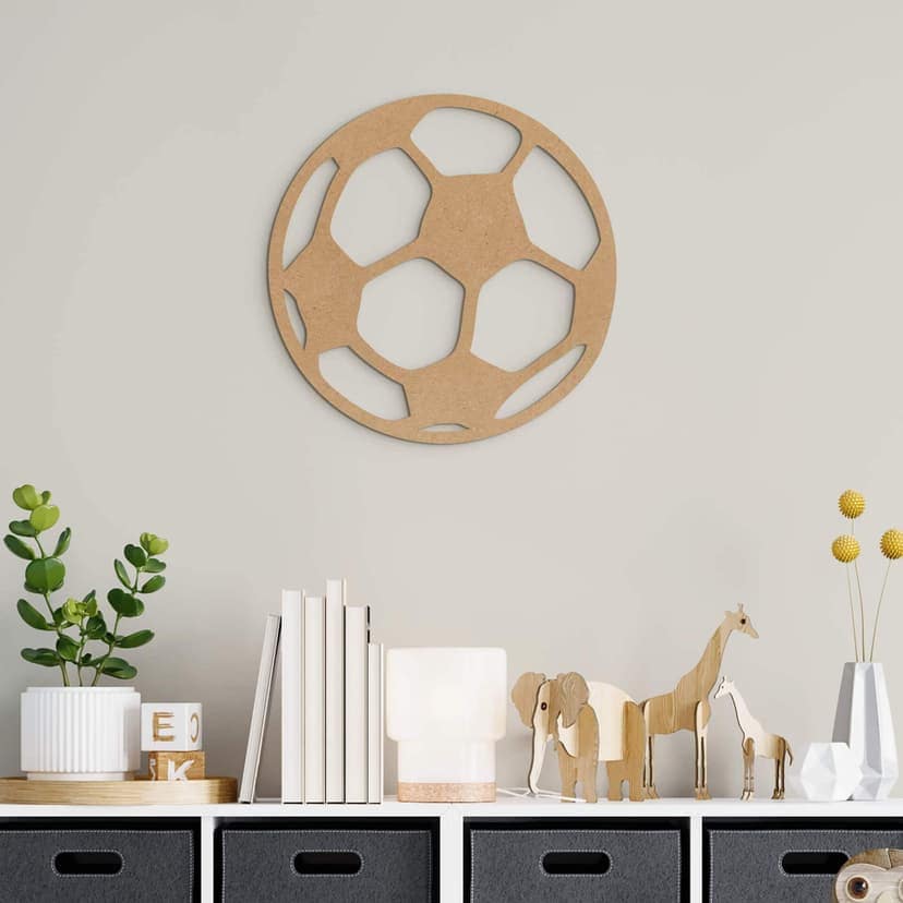 Barnrumsdekoration fotboll - MDF natur