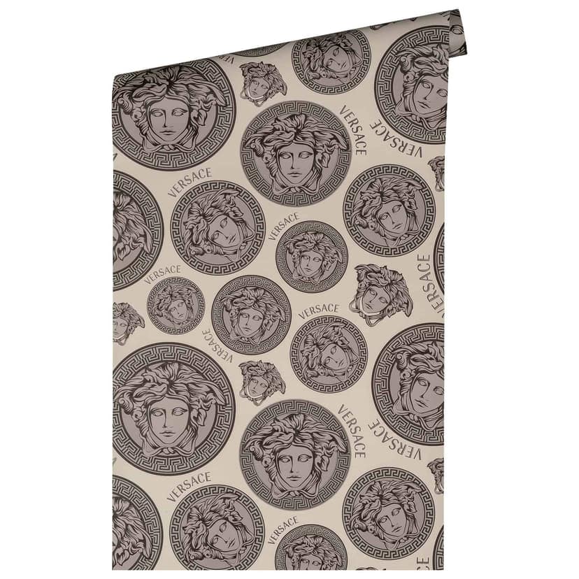 Versace Home designer tapet Medusa huvud lyxig non-woven tapet beige grå tapet