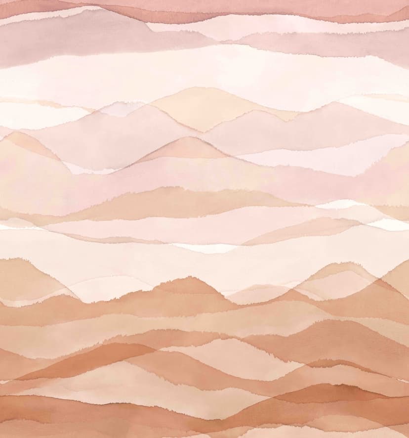 Fototapet med motiv av berg i akvarell i beige och rosa med mjuk färggradient 3,4 x 3,18 m