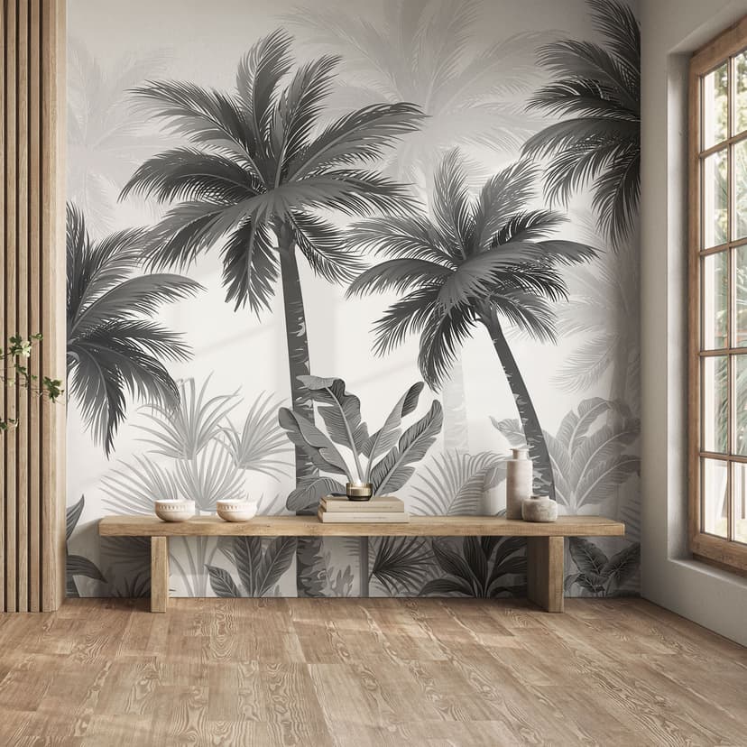 Fototapet med exotiskt palmlandskap