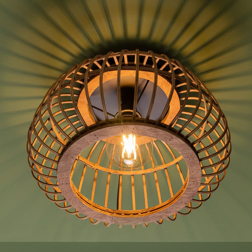 Deckenleuchte Lucas 2 Braun, 40W, 24,5 x 40 cm, Rattan Innenleuchte