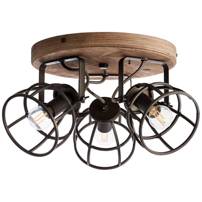 Spotrondell Leonie 3 Schwarz, 28W, 18 x 36 cm, Holz Innenleuchte