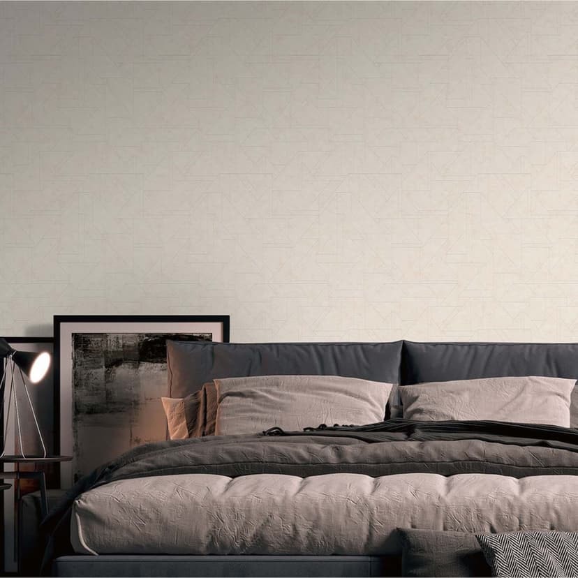 Tapet grafisk beige, vit, silver - grafisk prov non-woven tapet modern för sovrum