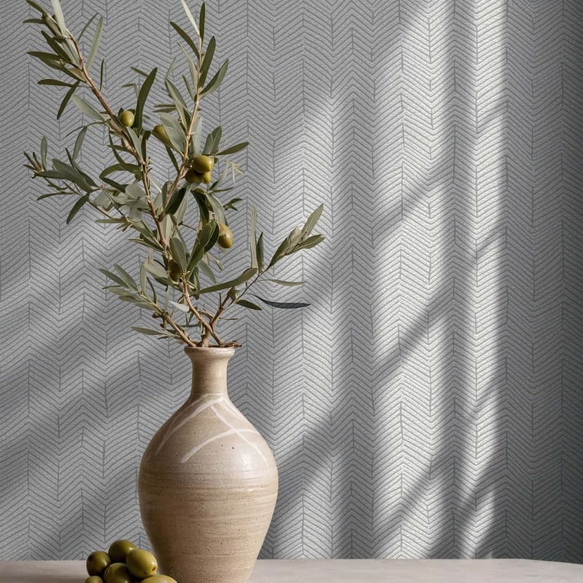 Icke-vävd tapet fiskbensmönster, 3D-look grafisk modern i grått