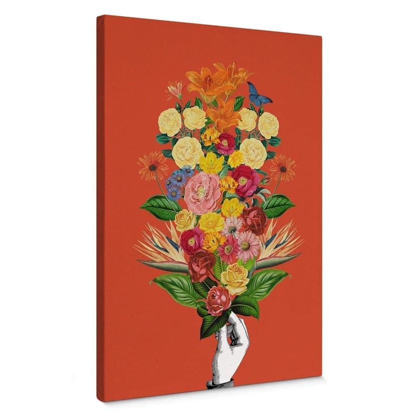 Canvastavla Frida Floral Studio - Botanical Red