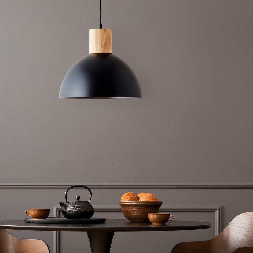 Pendelleuchte Emil 6 Braun, 60W, 120 x 34 cm, Holz Pendel-lampe