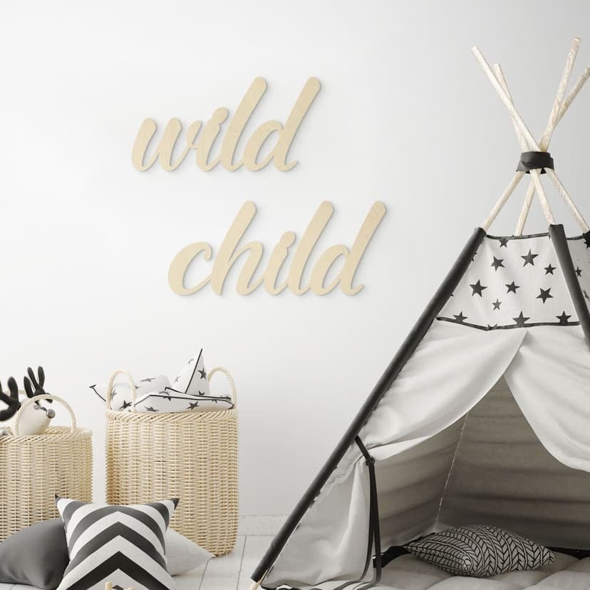Väggdekoration barnrum - Wild Child bokstäver - Poplar