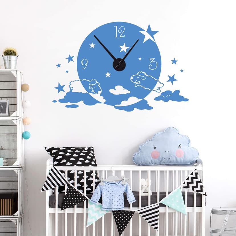 Wandtattoo Wolkenschaf Wanduhr - 100x66 cm