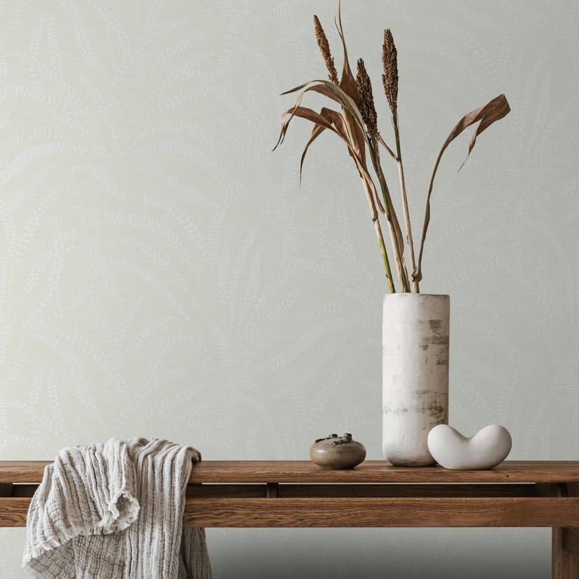 Icke-vävd tapet blad, rankor blommig natur i vit beige