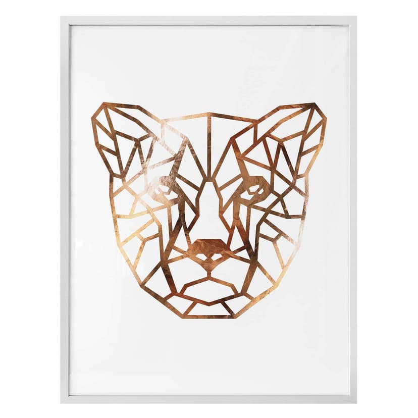 Poster - Origami gepard - kopparlook