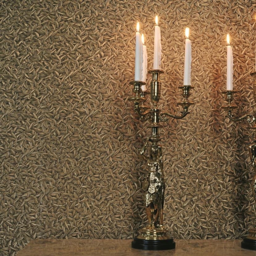 Icke-vävd tapet 3D-look, bladmotiv blommigt klassiskt i guld