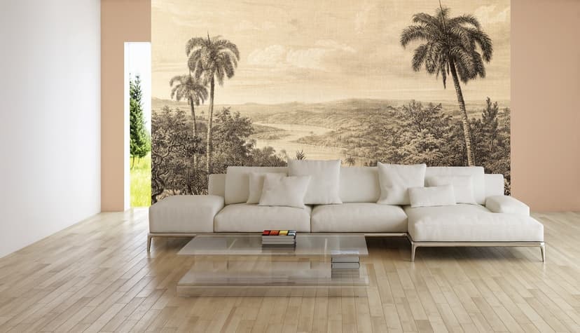 Fototapet målning JungleVintage i beige kräm - non-woven tapet Designwalls 2 - 2,55 x 3,5 m