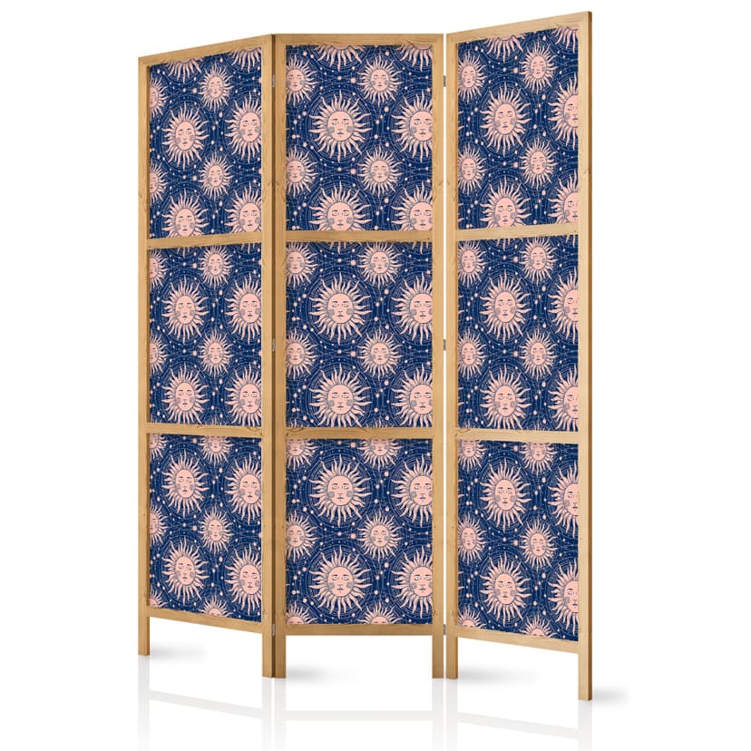 Japanischer Paravent Raumteiler - Sunny Patterns: Repeating Sun Motif, 3-teilig