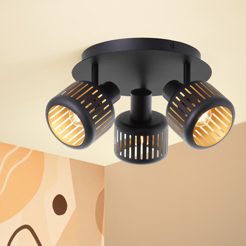 Spotrondell Silvio 2 Gold, 28W, 17,5 x 37 cm, Metall Industrielle deckenleuchte