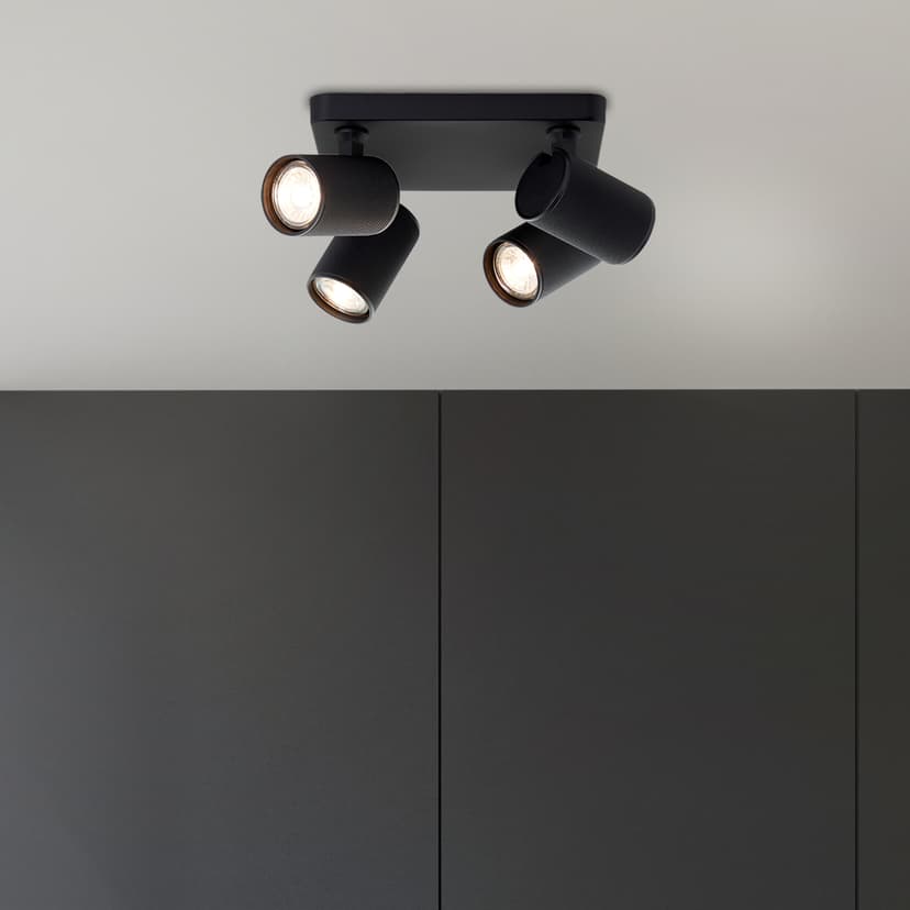 Spotbalken Leonardo 5 Schwarz, 105W, 12,1 x 22 cm, Metall Deckenstrahler