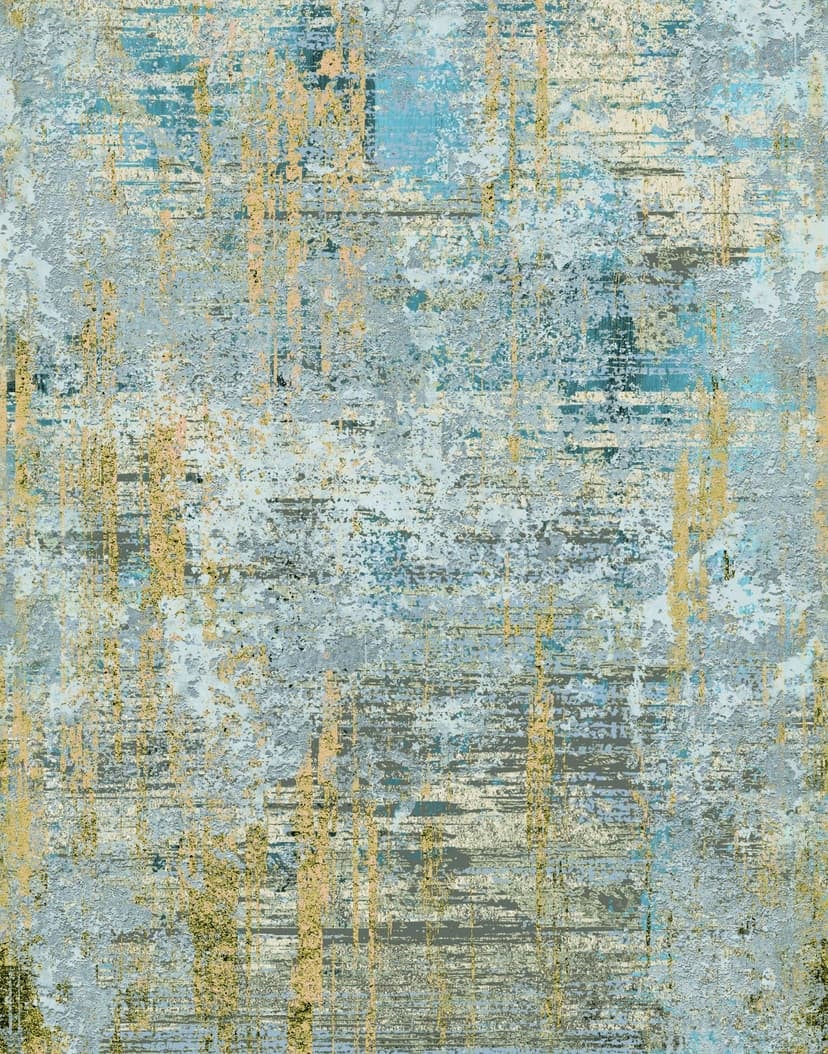 Fototapet Abstrakt väggtextur i gråblått med guldaccenter i Used 2,7 x 2,12 m