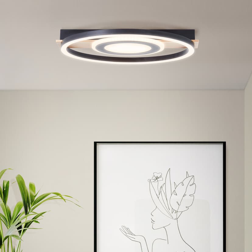 Deckenleuchte Leopold 2 Braun, 22W, 5,5 x 39 cm, Holz Moderne led-deckenleuchte
