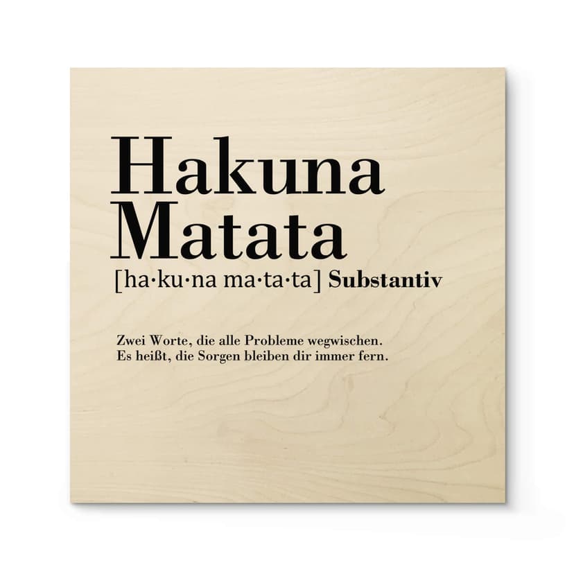 Träposter Hakuna Matata - Grammatik i trä - Square