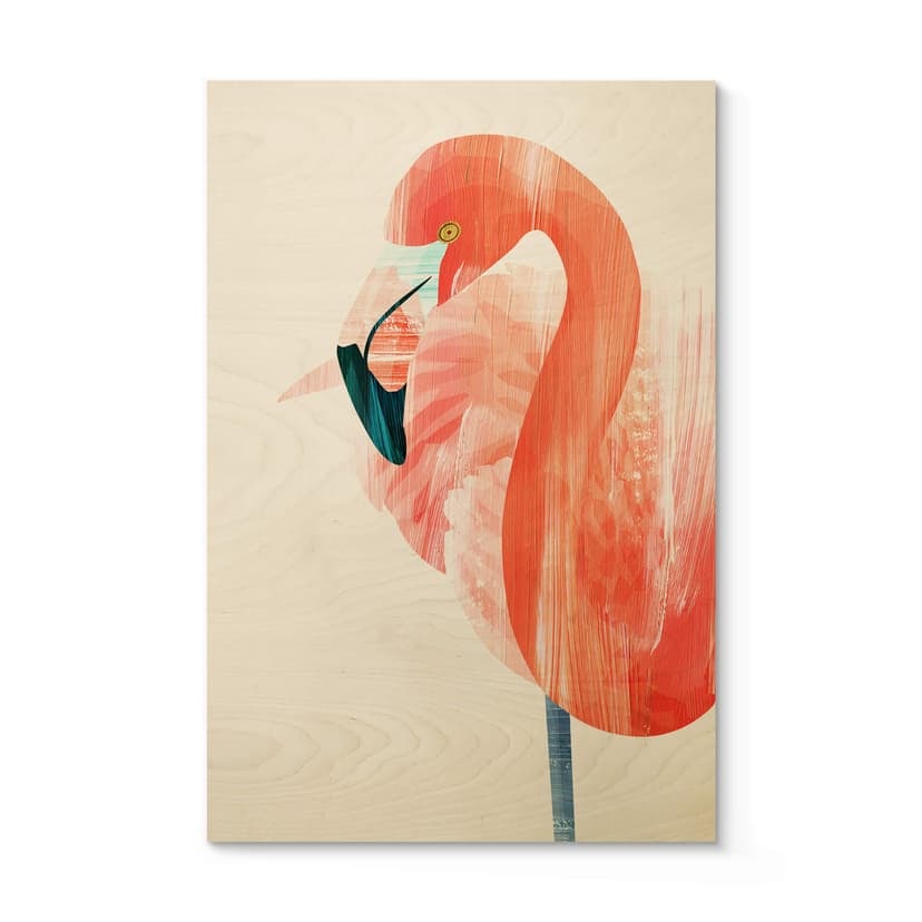 Goed Blauw Träposter - Rosa flamingo