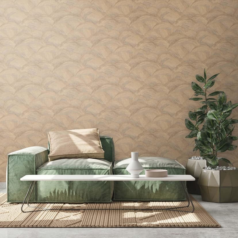 Tapet vågmönster beige, brun, guld - modern mönster tapet glansig för köket