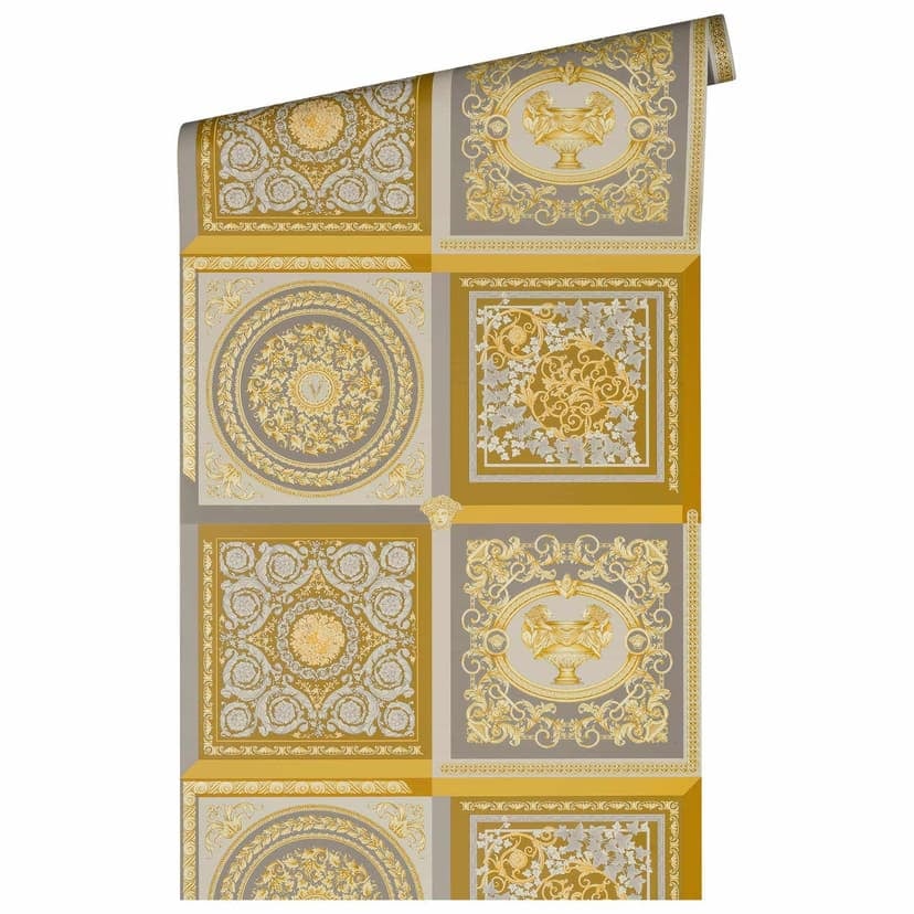 Versace Home non-woven tapet barock guld silver prov designer lyx tapet
