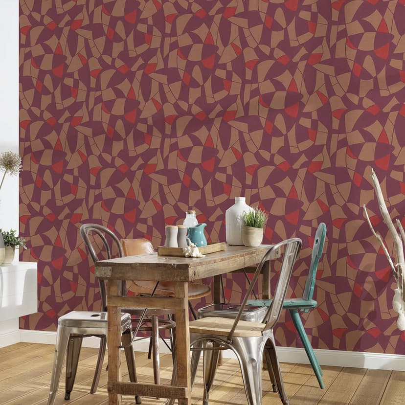 Vintage tapet kök lila brun röd - prov design non-woven tapet