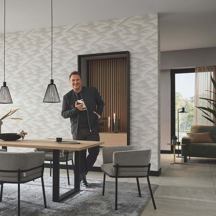 Korrugerad tapet, mönstrad tapet Fashion for Walls 4 av Guido Maria Kretschmer beige
