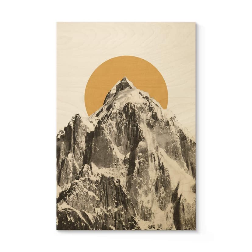 Träposter sol bakom berg - Bodart