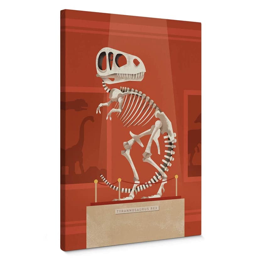 Canvastavla barnrum - T-Rex skelett - Brun