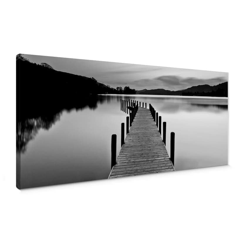 Canvasbild sjö panorama - svart/vit