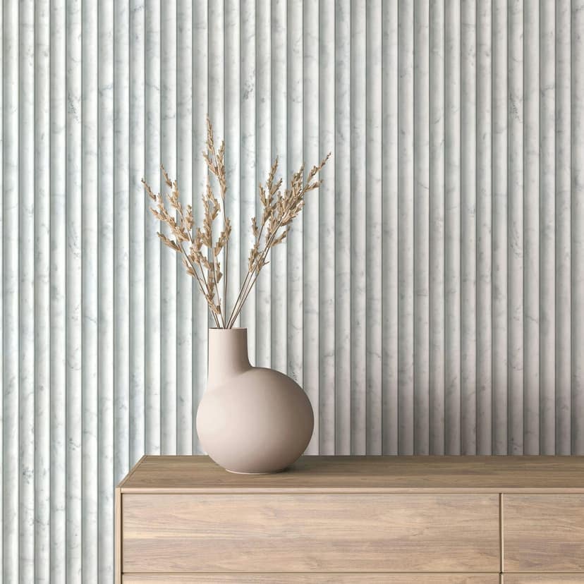 Non-woven tapet i grå marmorlook stenpanel ränder klassiska