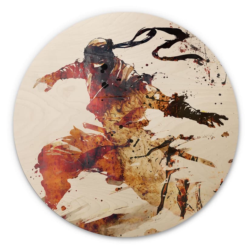 Flygande Ninja Trätavla - Kulik - Rund
