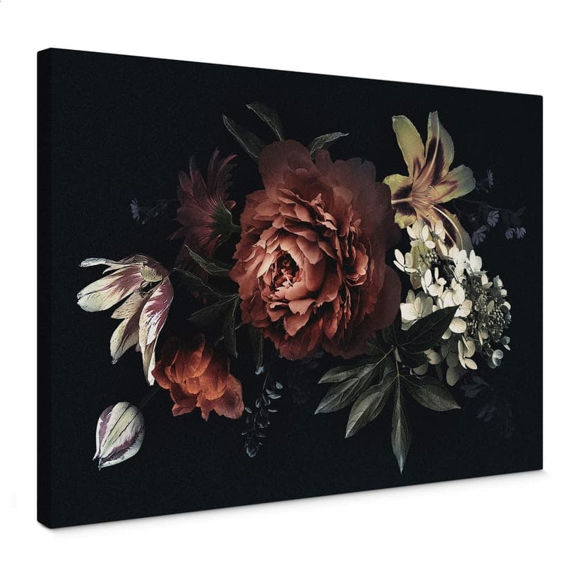 Canvastavla - Blombukett röd