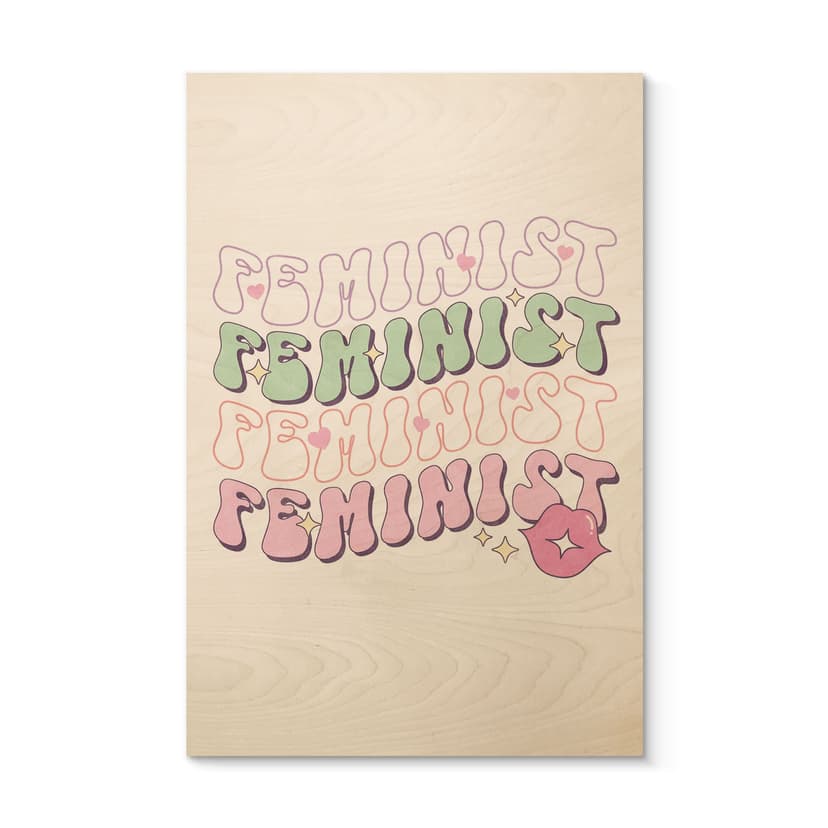 Trätavla Feminist kyssar mun Pop Art