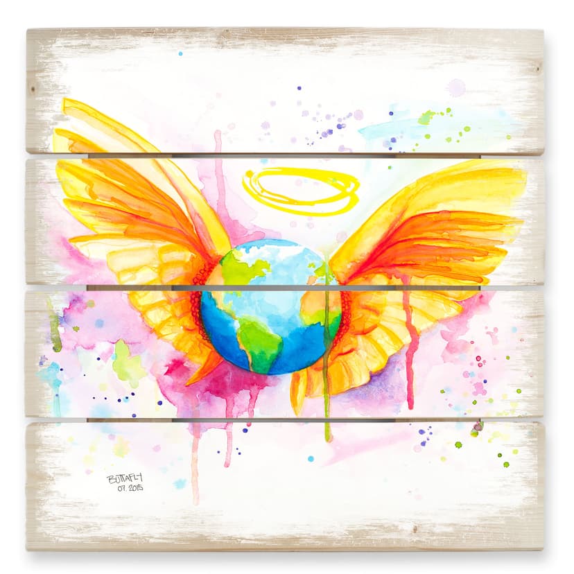Trätavla Buttafly - Ängel - 40x41,5 cm