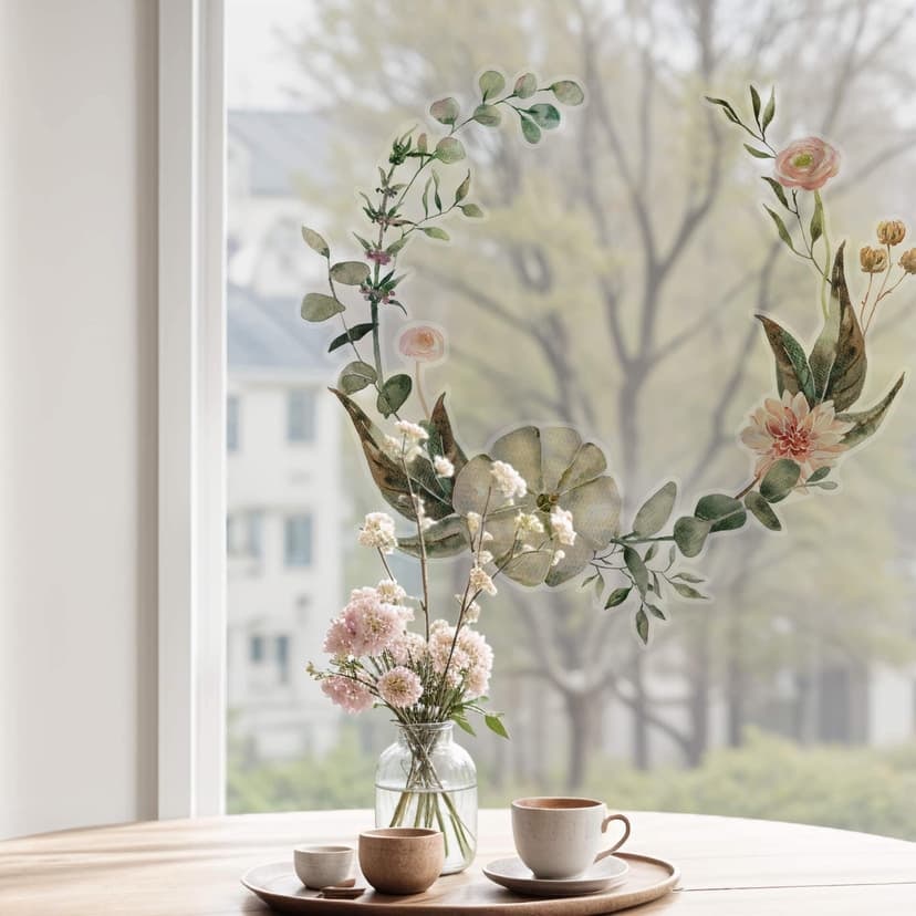 Fönsterbild Delikat blomsterkrans