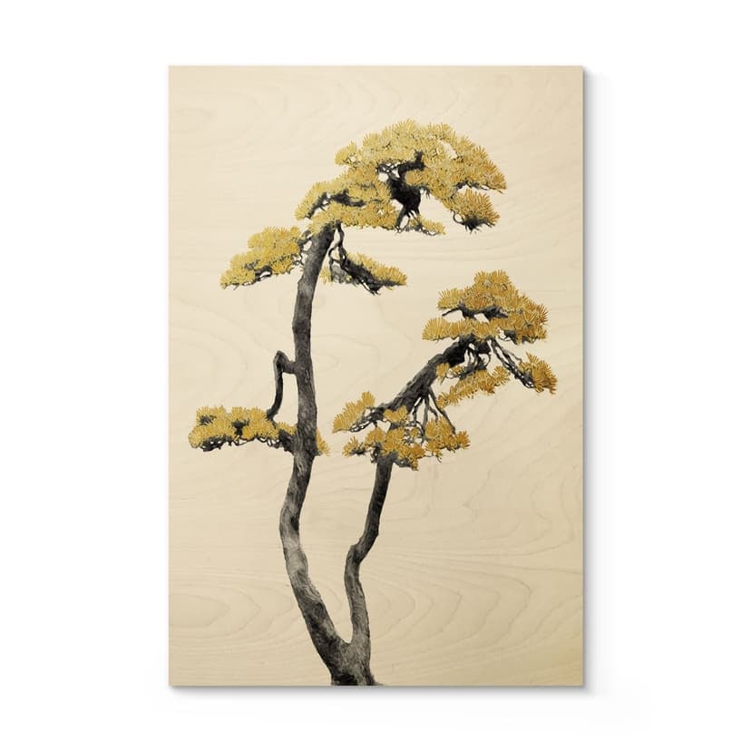 Träposter Blommande bonsai - Växtmotiv - Amini