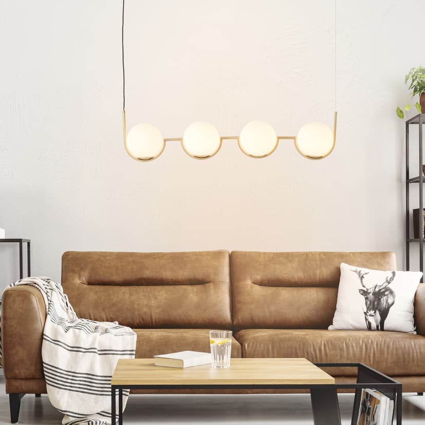 Pendelleuchte Ian Gold, 40W, 120 x 107 cm, Glas Lampe