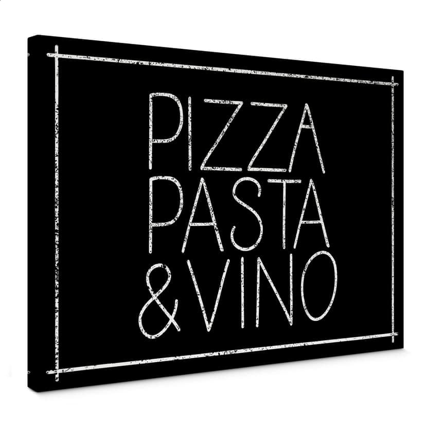 Canvastavla Pizza Pasta & Vino svart