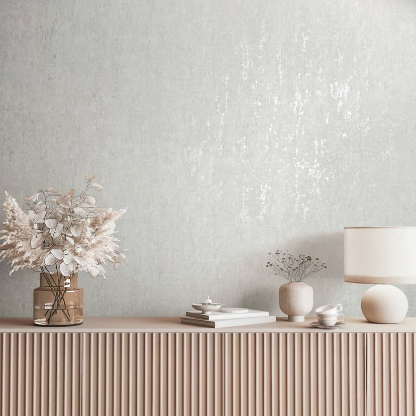 Non-woven tapet med skimrande glans grå, beige betonglook