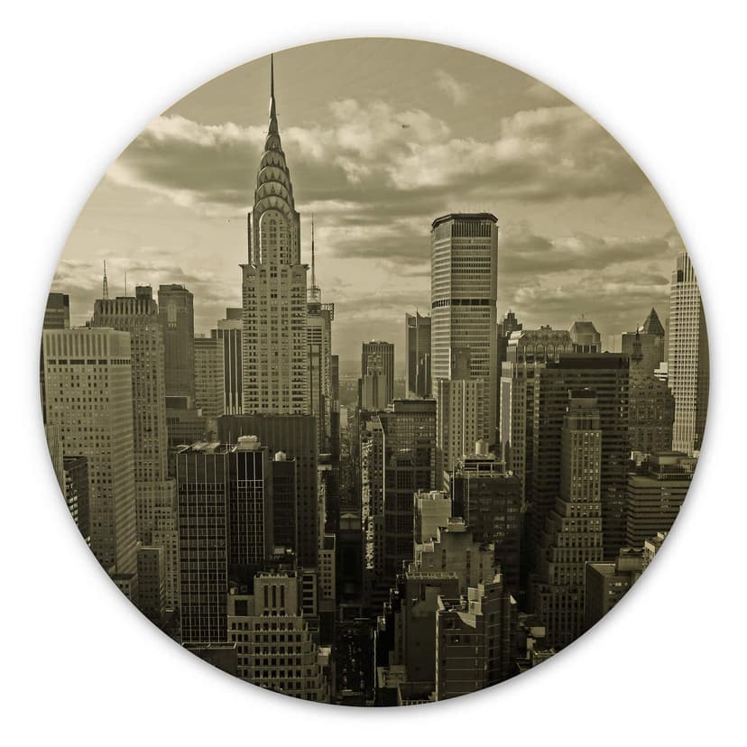 Trätavla Manhattan 2 - Rund