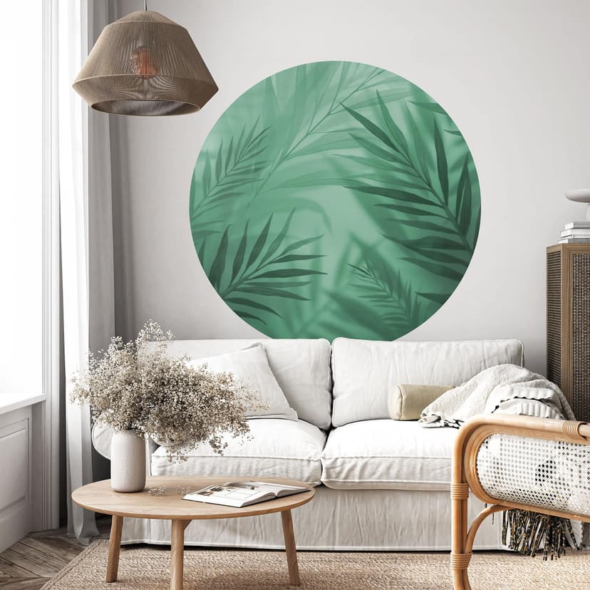 Wallsticker Gröna palmblad - Rund