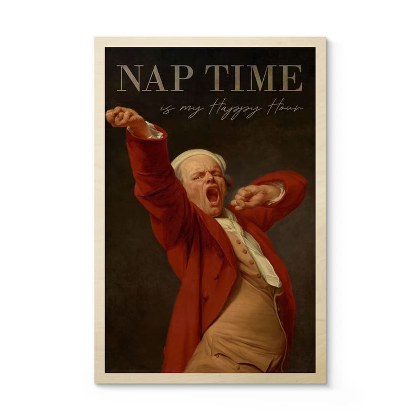 Träposter Nap Time - Inspirerad av Ducreux - Självporträtt
