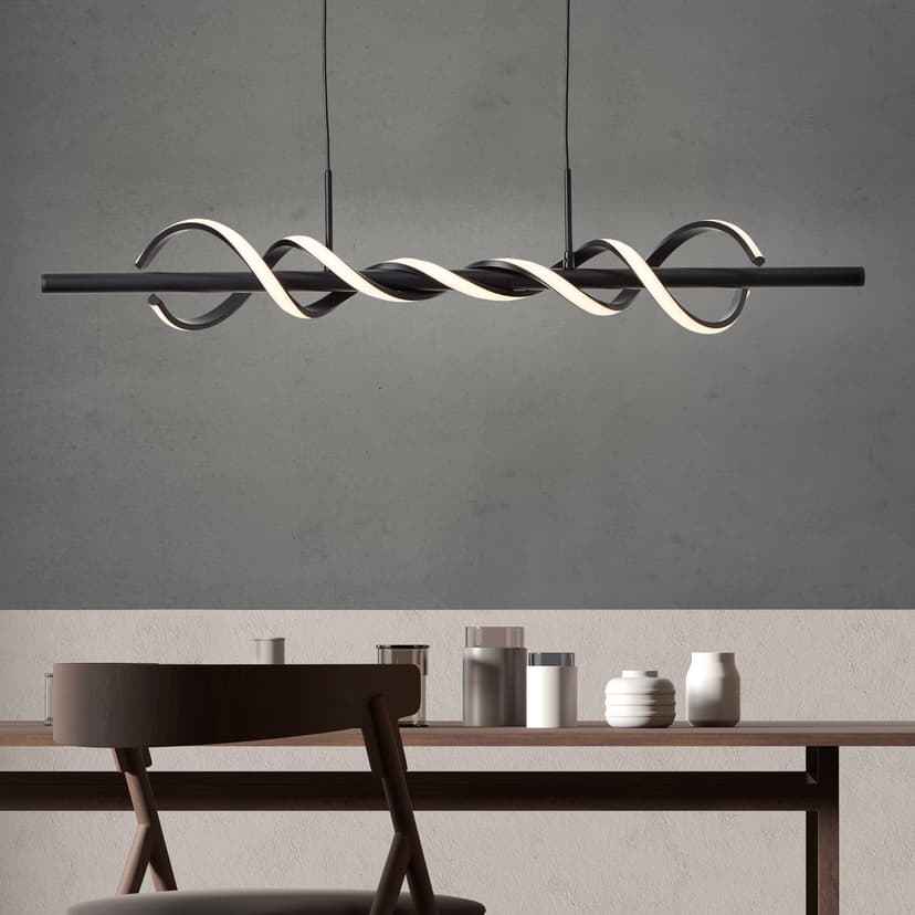 Pendelleuchte Alexander 6 Schwarz, 20W, 150 x 95,5 cm, Kunststoff Pendellampe