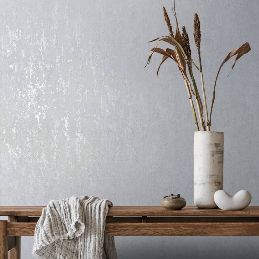 Non-woven tapet med skimrande glansig vit betonglook